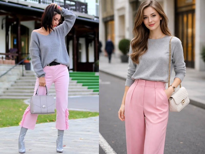 quần hồng phối với áo gì