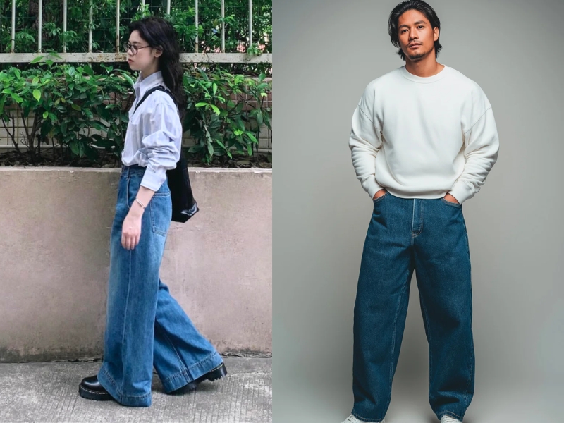 quần jean ống rộng phối với áo gì nữ