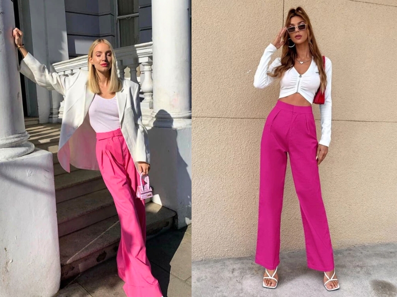 quần màu hồng kết hợp áo màu gì