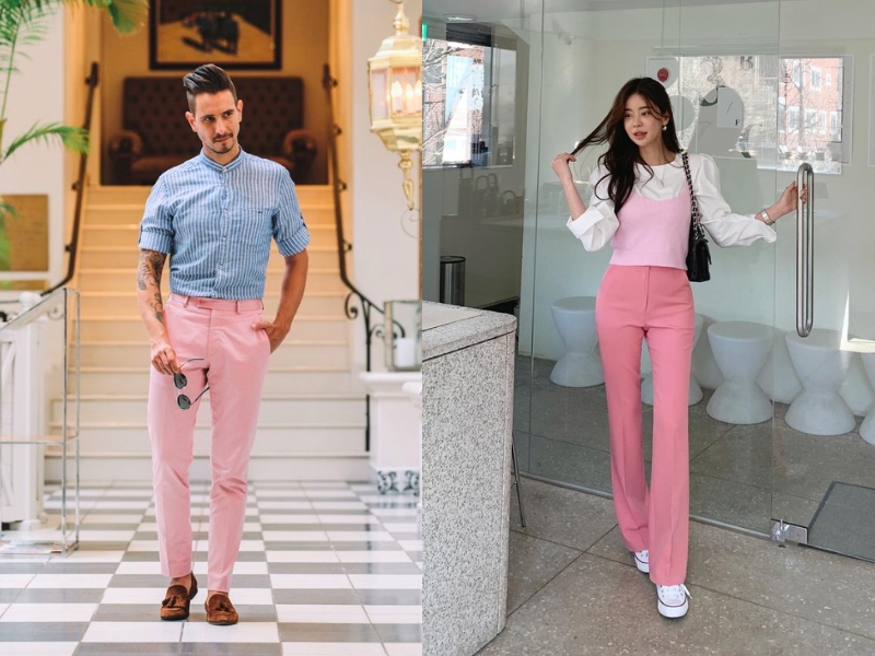 quần màu hồng kết hợp với áo màu gì