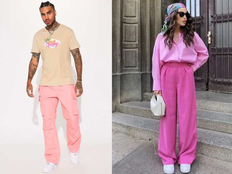 quần hồng mặc với áo màu gì