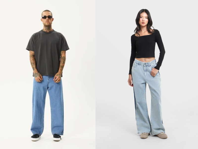 quần jean ống rộng phối với áo gì