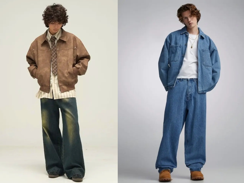 quần jean ống rộng phối với áo gì