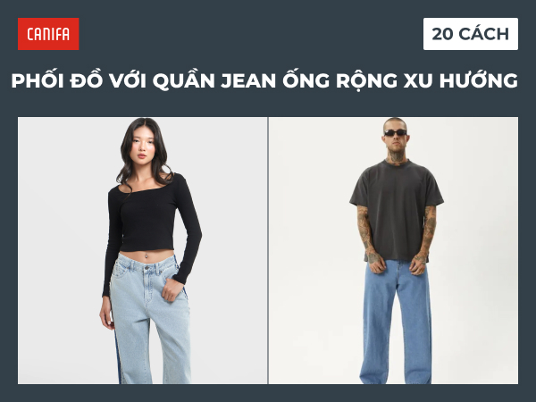 quần jean ống rộng phối với áo gì