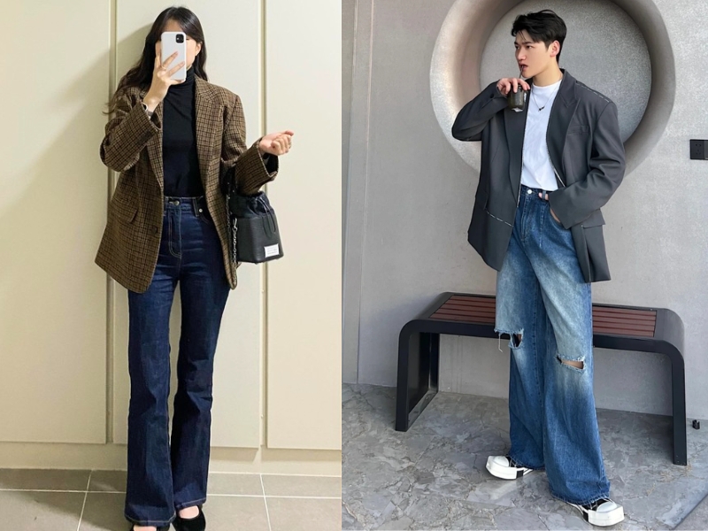 mix đồ đi đám cưới với quần jean