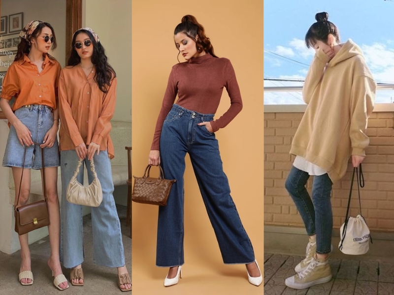 quần jean xanh đậm mặc với áo màu gì nữ