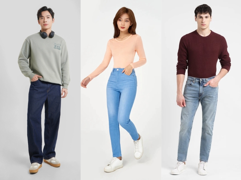 quần jean xanh đậm phối với áo màu gì