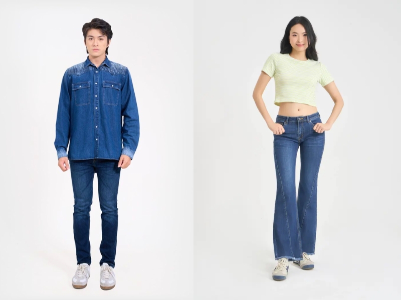 quần jean xanh đậm mặc với áo gì