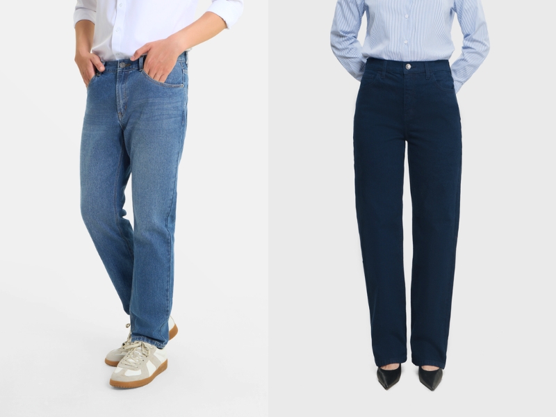 quần jean xanh đậm phối với áo màu gì