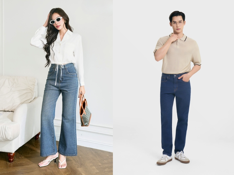 quần jean xanh đậm phối áo màu gì