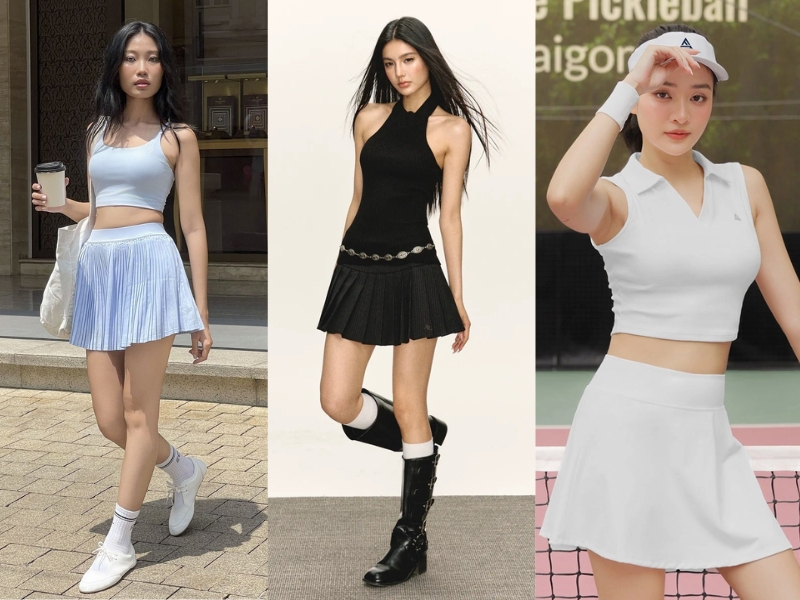 cách phối chân váy tennis