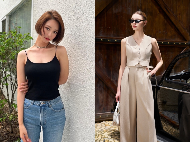 áo lửng mặc với quần ống rộng