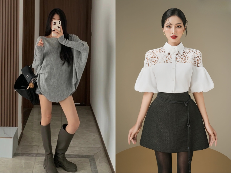 Người gầy nên chọn áo cánh dơi có độ phồng nhẹ, chất liệu dày dặn