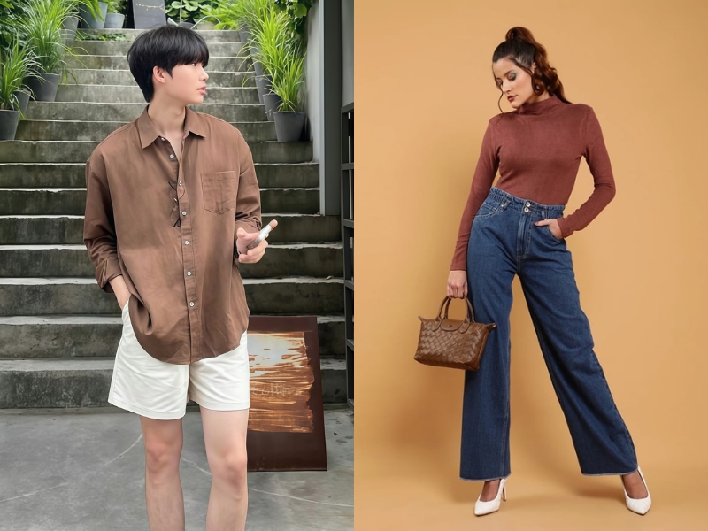 nâu đất phối với màu gì