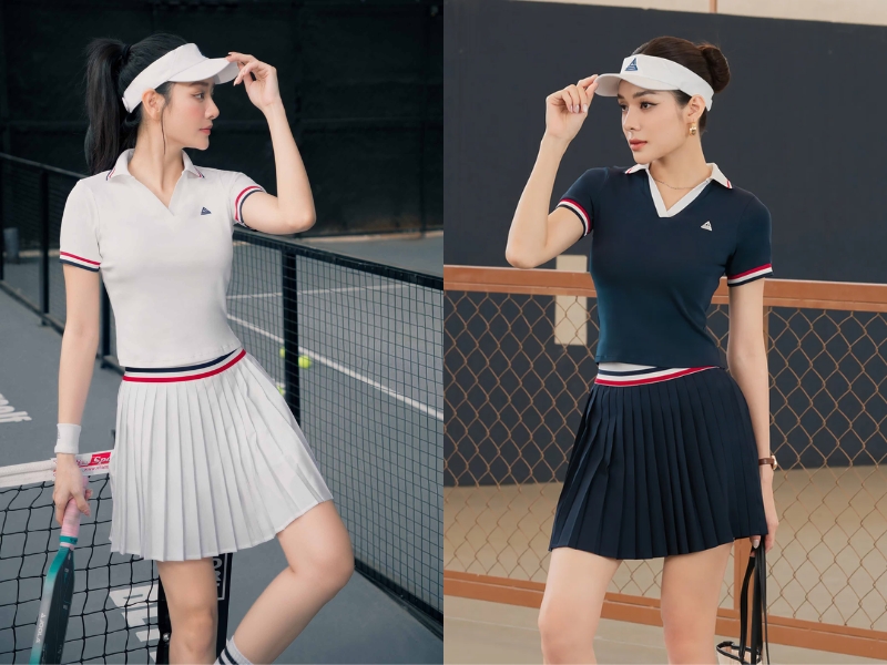 cách phối đồ với chân váy tennis