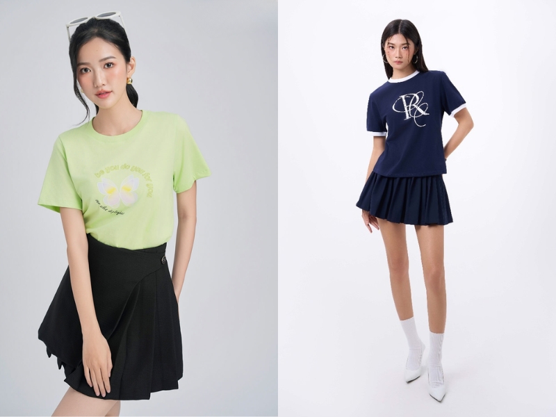 phối đồ với chân váy tennis