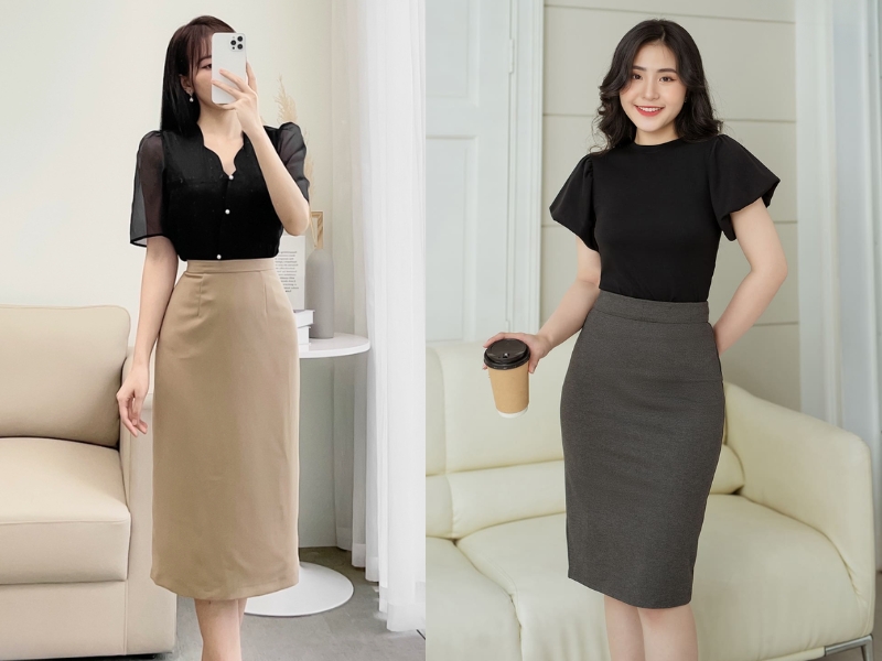 chân váy bút chì công sở