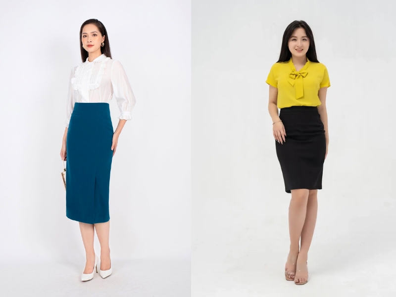 chân váy bút chì công sở dáng dài