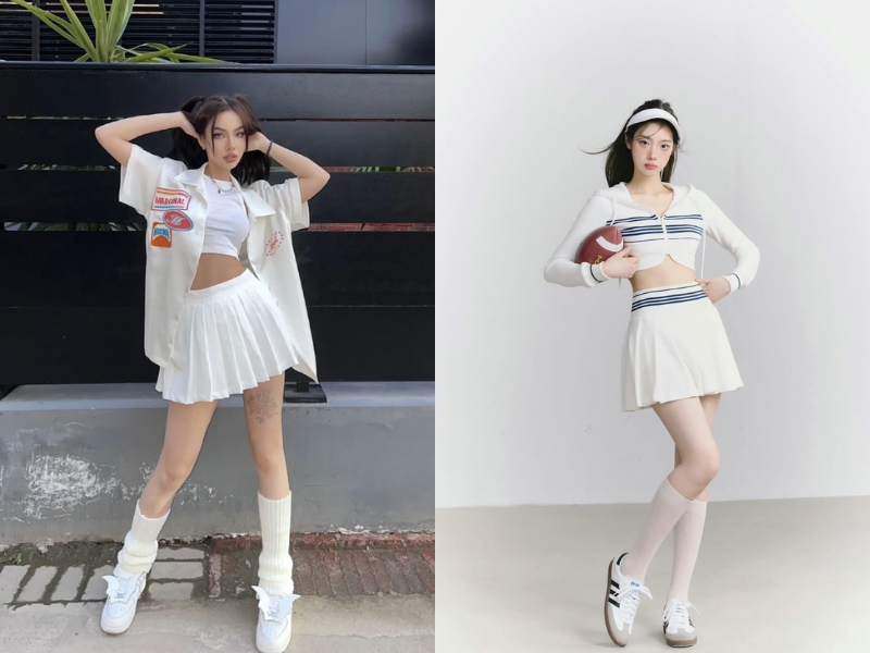 lưu ý phối đồ với chân váy tennis