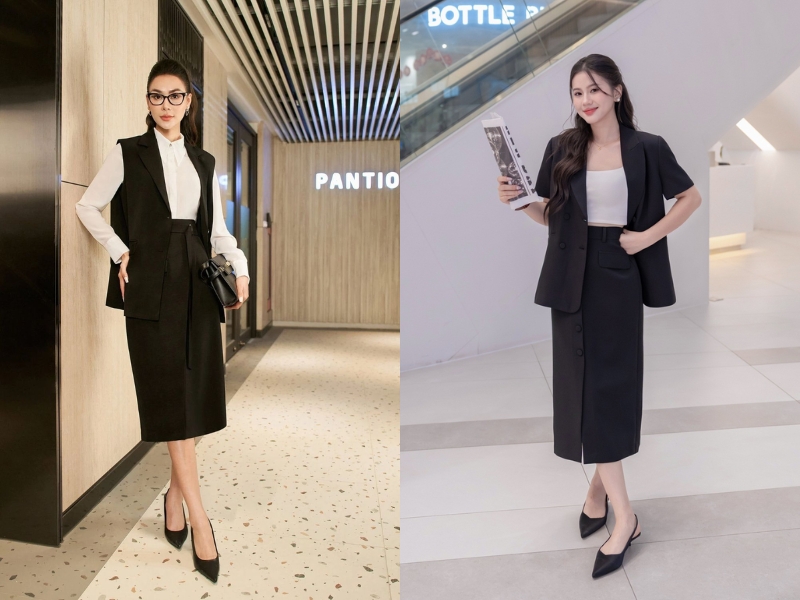 chân váy dài nên phối với áo gì