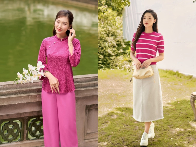 màu hồng phối với màu gì