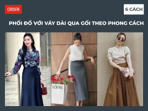 cách phối đồ với chân váy dài qua gối