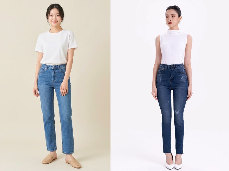 phối giày với quần jean nữ ống rộng