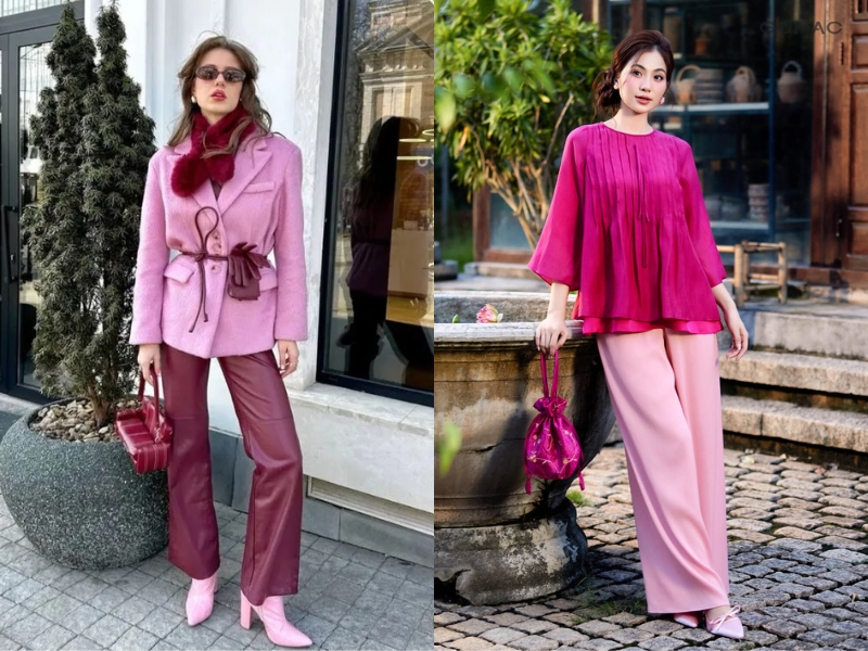 hồng kết hợp với màu gì
