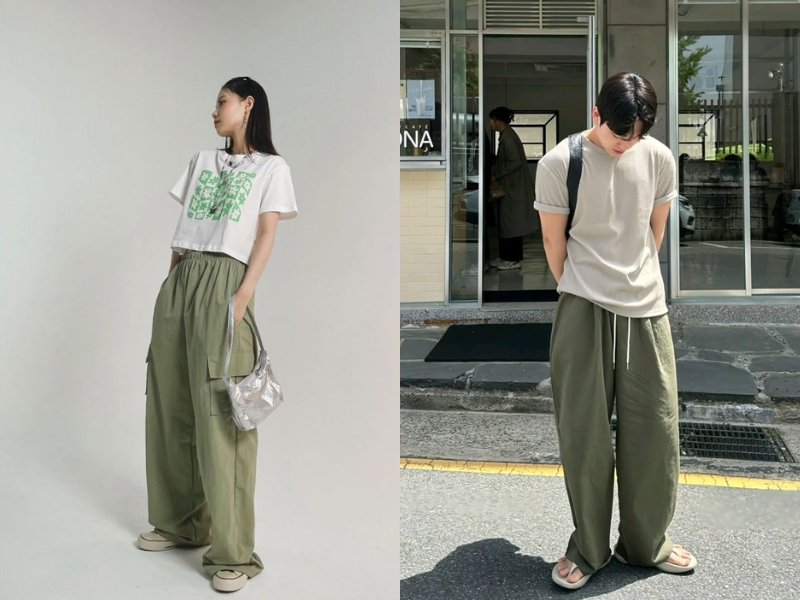 quần xanh rêu mặc với áo màu gì