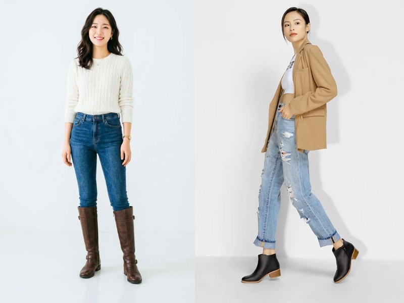 phối giày với quần jean nữ