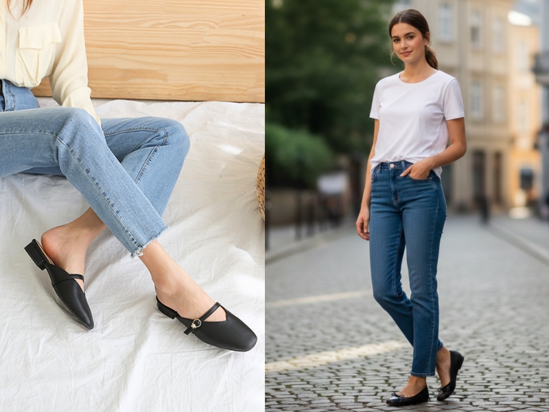 những kiểu giày hợp với quần jean nữ