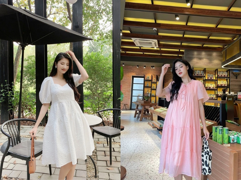 mẫu váy bầu mùa he