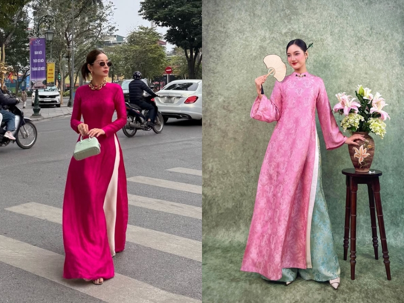 áo dài hồng mặc quần màu gì