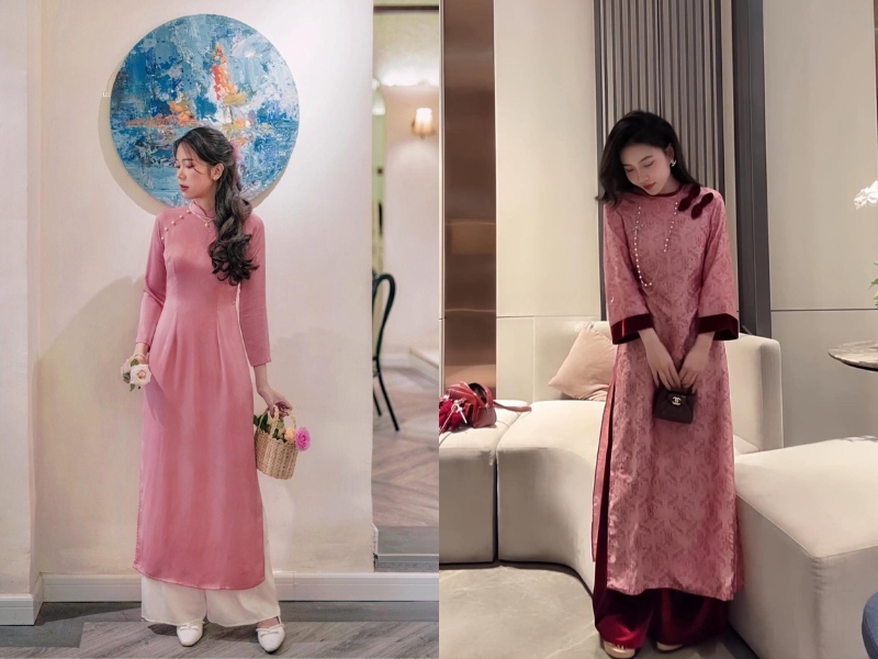 áo dài hồng mặc quần màu gì