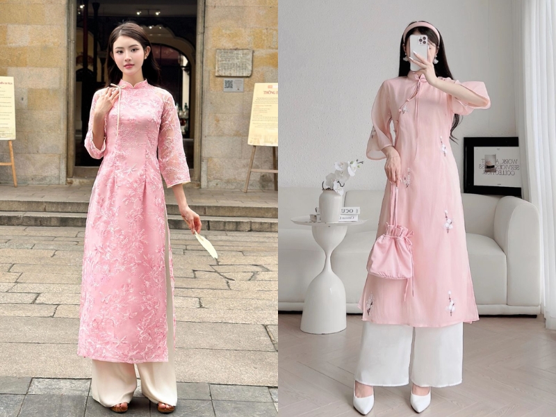 áo dài hồng đậm mặc quần màu gì
