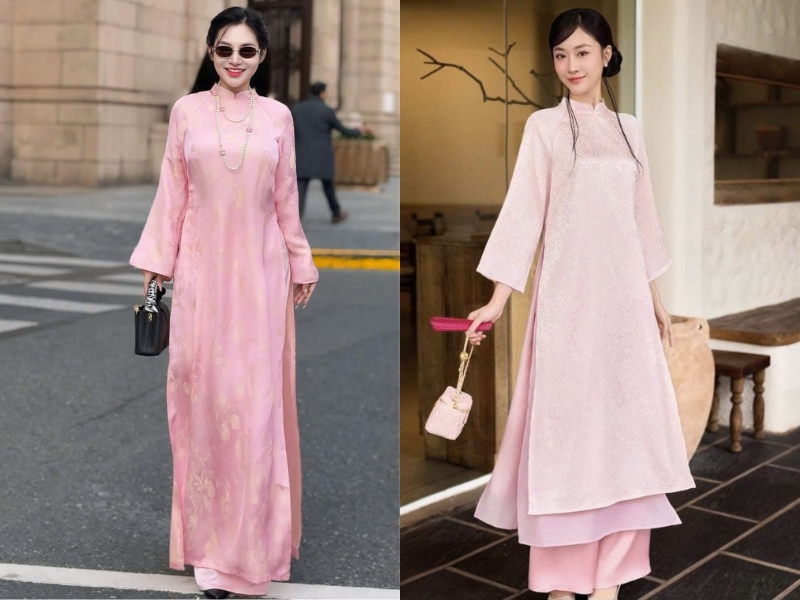 áo dài hồng phối quần màu gì đẹp