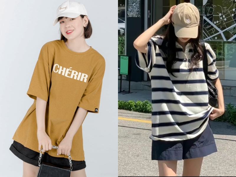 cách mix đồ với quần short cạp cao