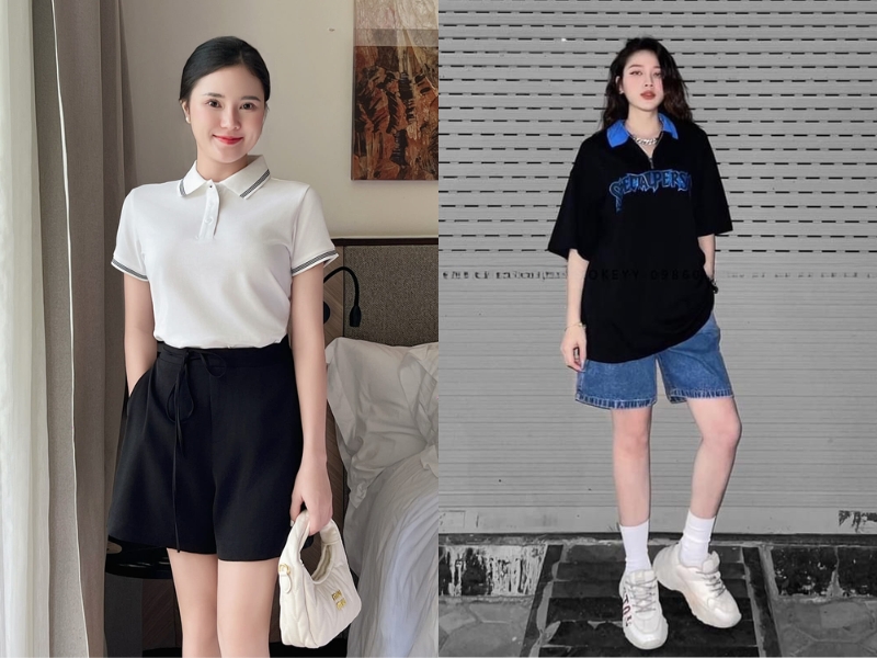 cách mix đồ với quần short cạp cao