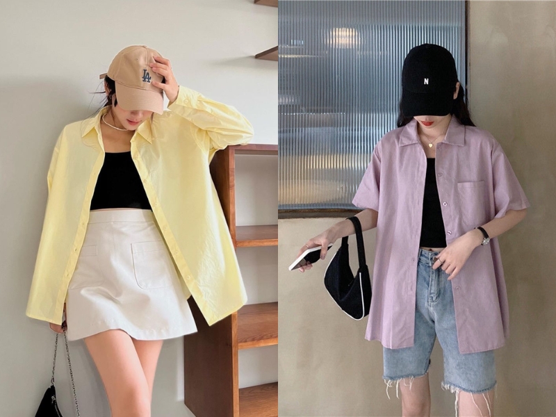 style áo sơ mi khoác ngoài nữ