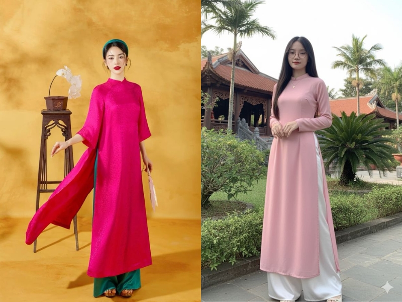 áo dài hồng mặc quần màu gì