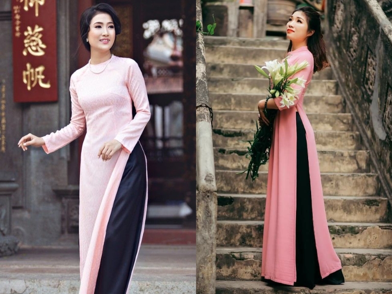 áo dài hồng mặc với quần màu gì