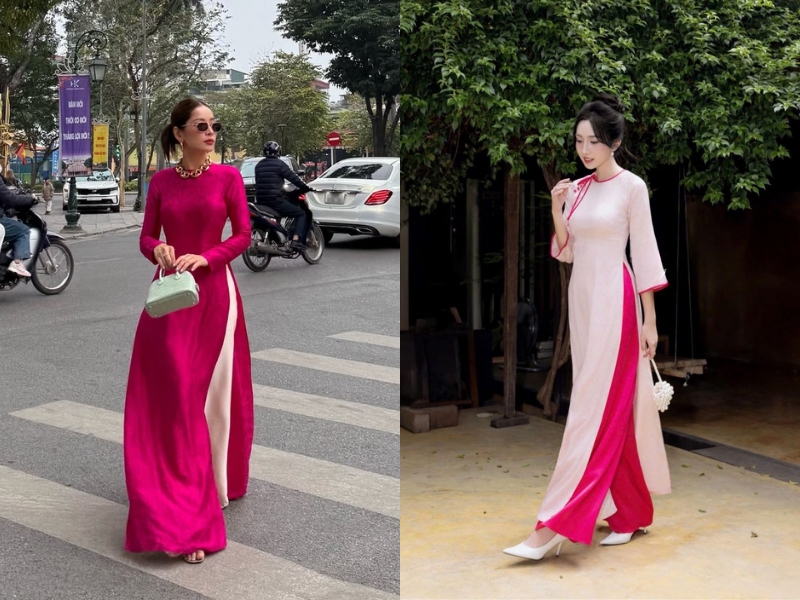 áo dài màu hồng mặc quần màu gì