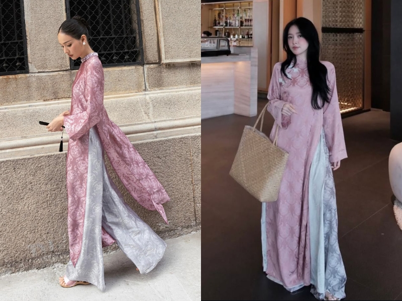 áo dài màu hồng mặc với quần màu gì
