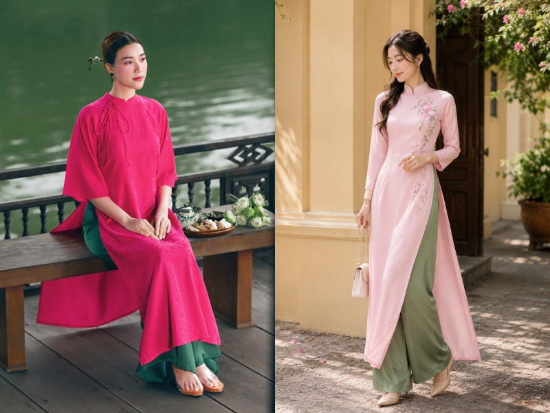 áo dài hồng mặc quần màu gì