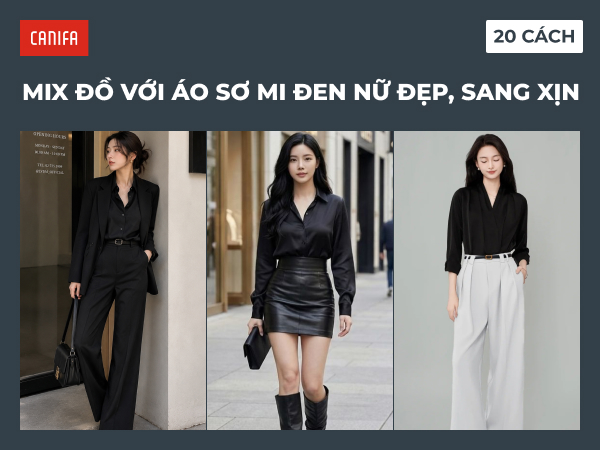 phối áo sơ mi đen nữ