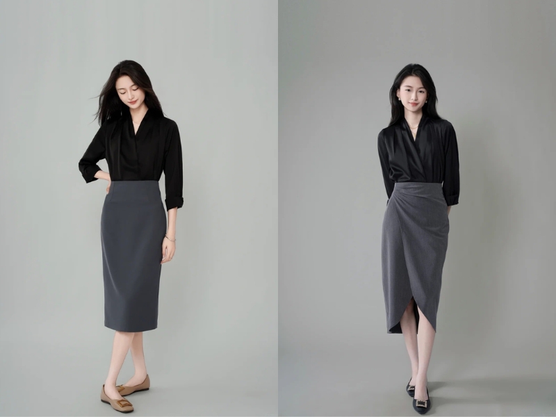 phối đồ áo sơ mi đen nữ