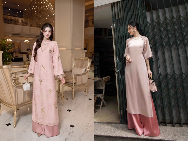áo dài hồng mặc quần màu gì