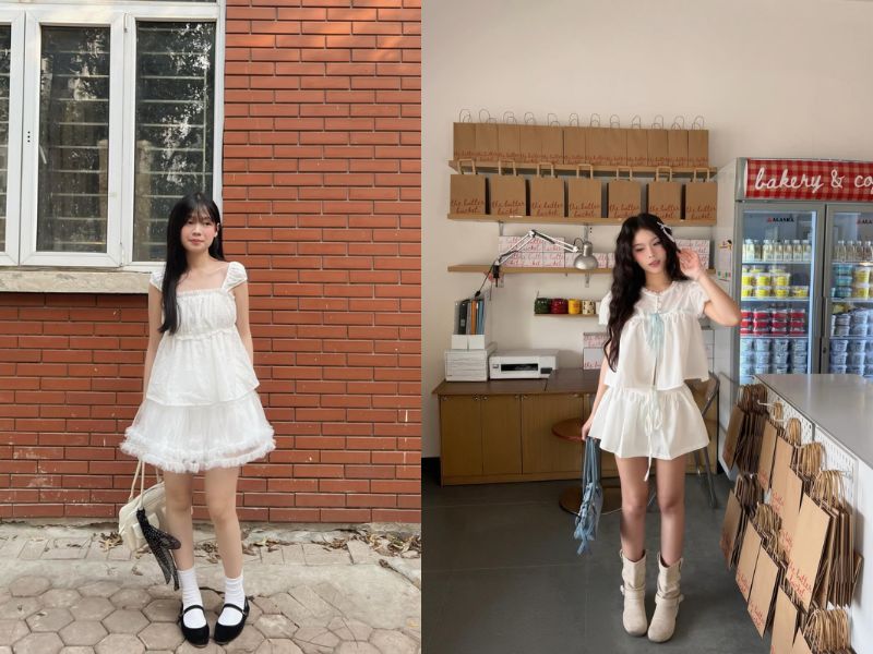 áo kiểu mặc với váy rời