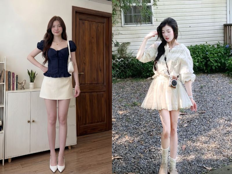áo kiểu mặc với váy rời