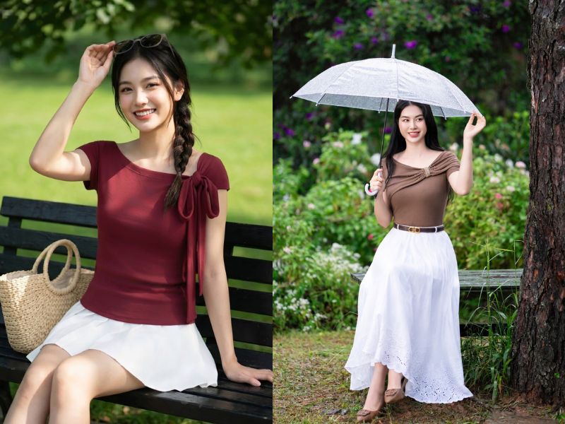 áo kiểu mặc với váy rời